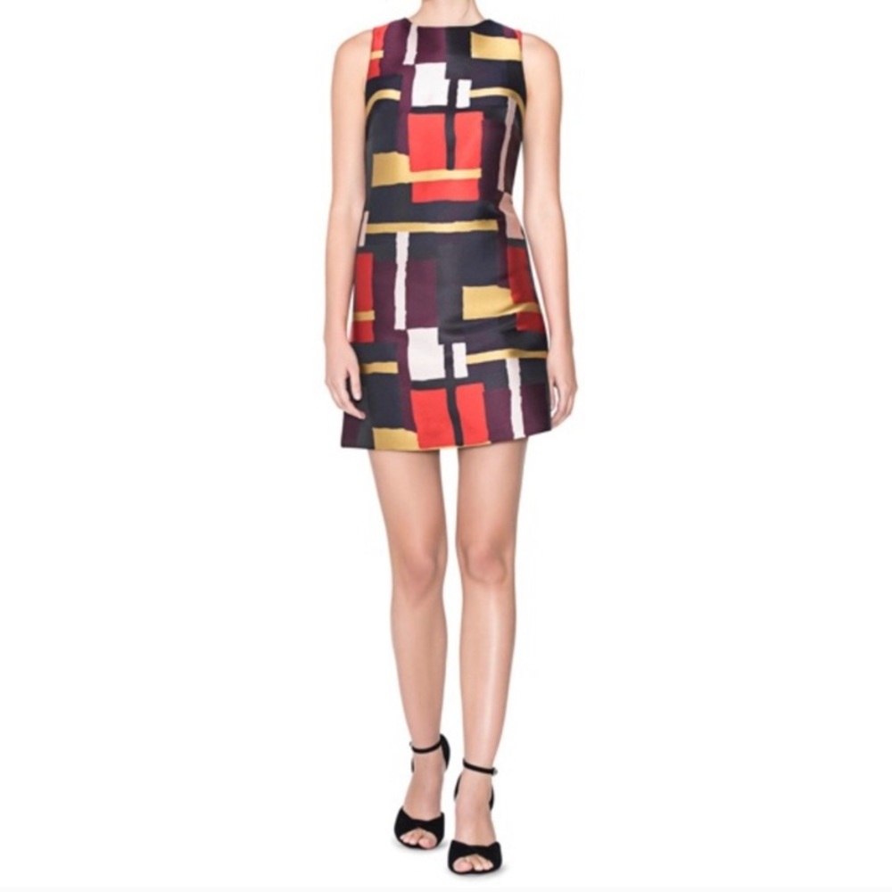 NWT Alice + Olivia Painted Grid A-line Dress